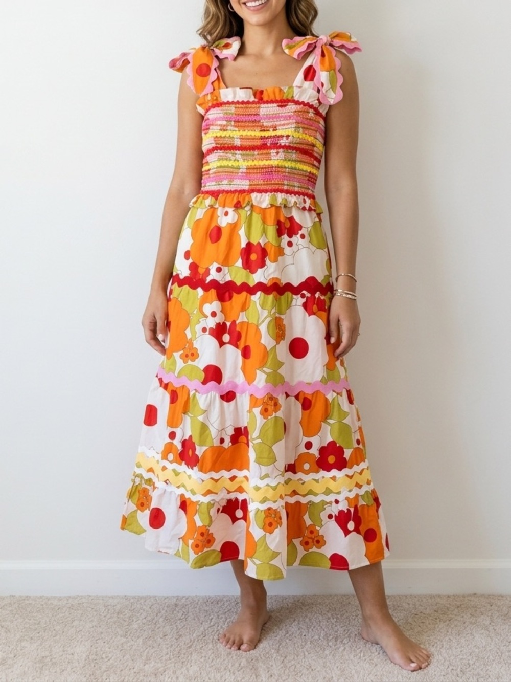CeliaB Nilsa Floral Smocked Midi Dress - Excellent Condition / NWOT